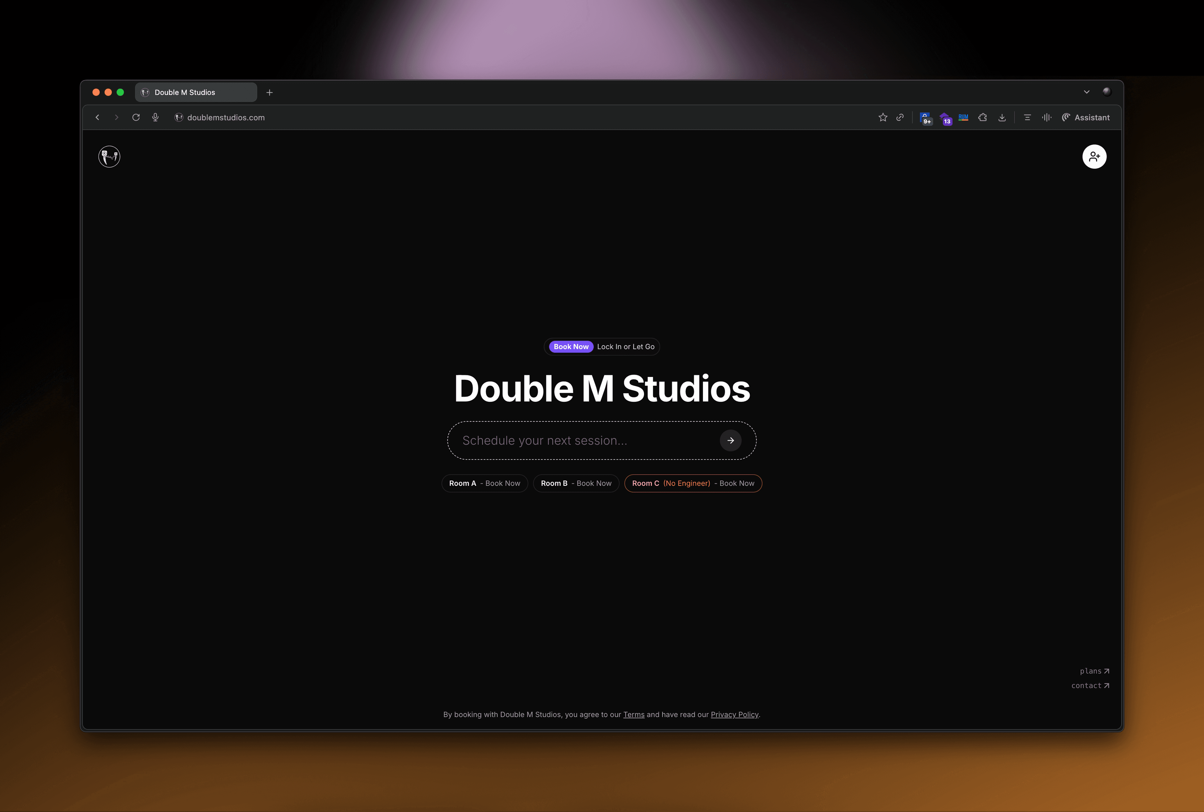 Our current booking system. Clean, simple, one CTA — one click login/sign-up.